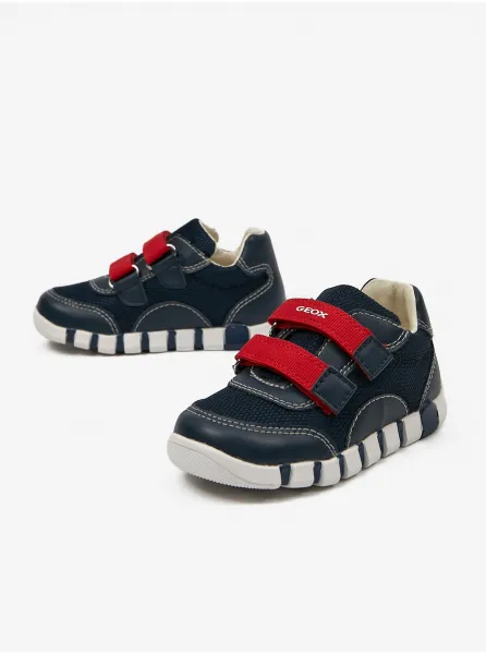 Dark blue boys' sneakers with leather details Geox - Boys