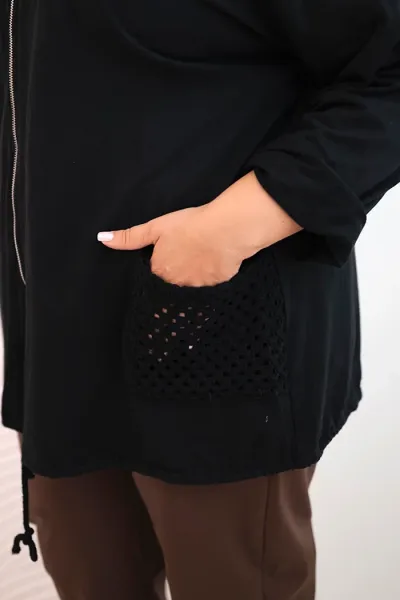 Legínovo Dámska mikina Plus Size bavlnená oversize s dlhým rukávom béžová Farba: Čierna, Veľkosť: UNI
