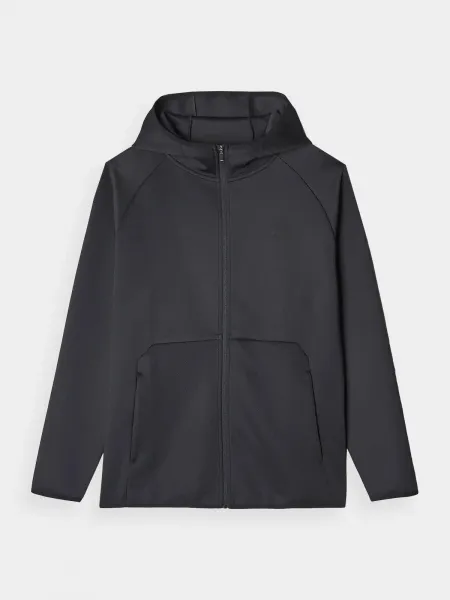 Pánska zateplená tréningová mikina so zipsom 4F SWEATSHIRT FNK M560-WAW25TFSWM560-20S-DEEP BLACK