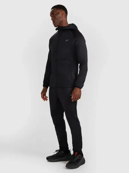 Pánska zateplená tréningová mikina so zipsom 4F SWEATSHIRT FNK M560-WAW25TFSWM560-20S-DEEP BLACK
