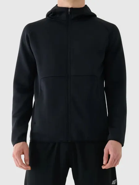 Pánska zateplená tréningová mikina so zipsom 4F SWEATSHIRT FNK M560-WAW25TFSWM560-20S-DEEP BLACK