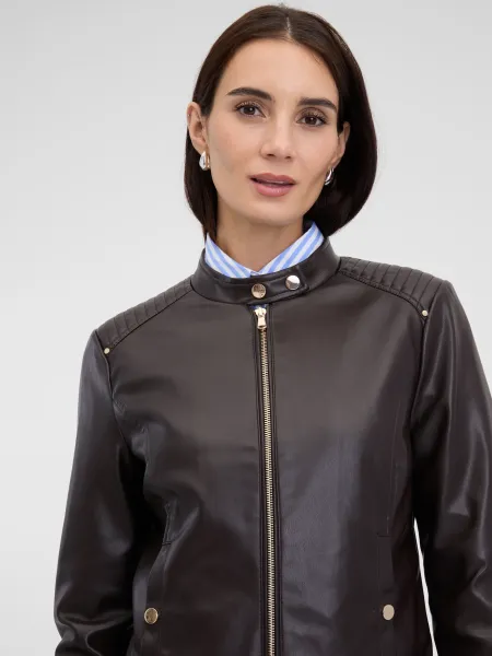Dark brown women's faux leather jacket ORSAY - Women's