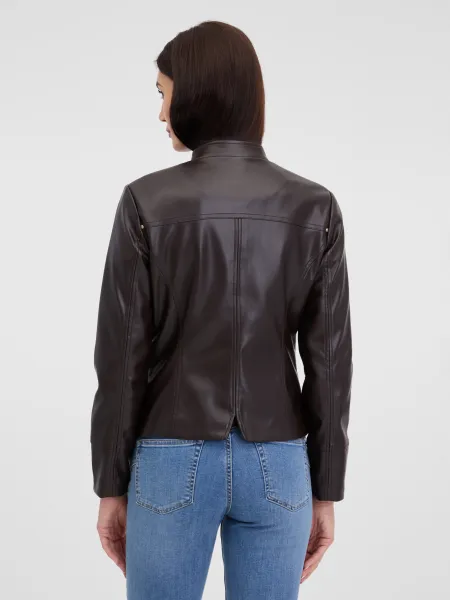 Dark brown women's faux leather jacket ORSAY - Women's