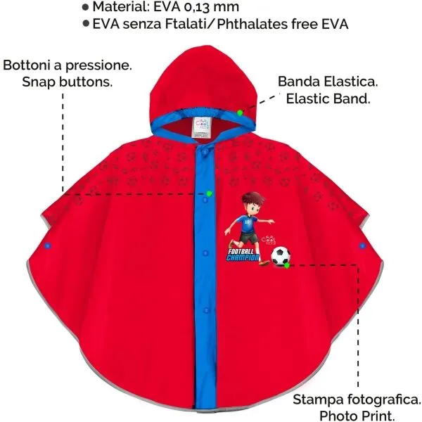 PERLETTI RAINCOAT Detský pršiplášť, červená, veľkosť