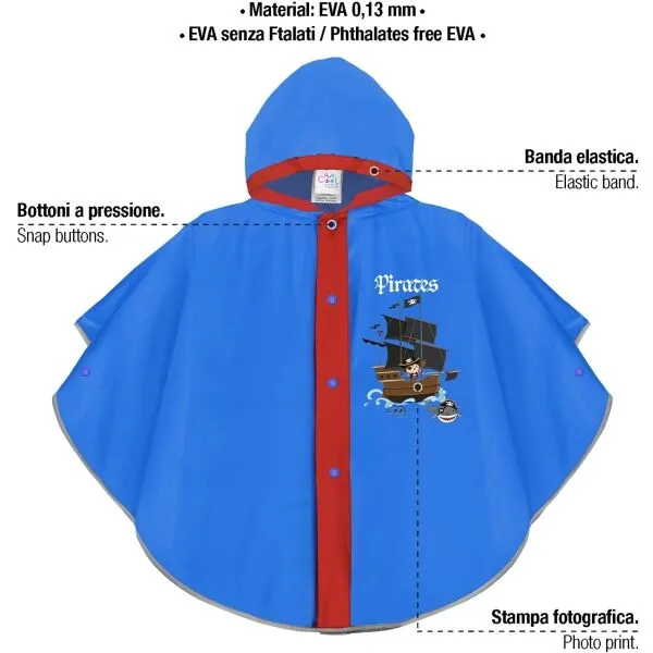 PERLETTI RAINCOAT Detský pršiplášť, modrá, veľkosť