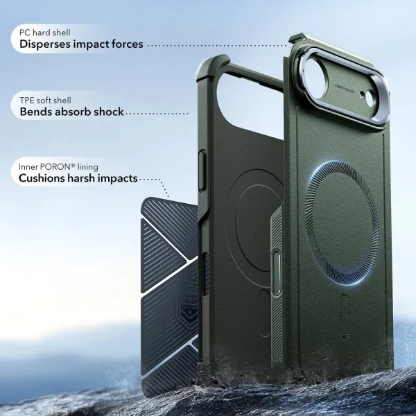 Kryt ESR Cyber Armor Kickstand, iPhone Air, zelený
