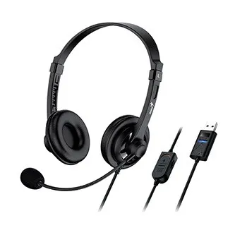 Genius HS-230U, sluchátka s mikrofonem, drátová, černá, USB