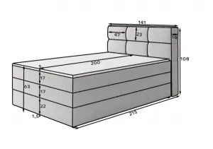 ArtElta Jednolôžková posteľ KASPED Boxspring | 140 x 200 cm Farba: Royal 01