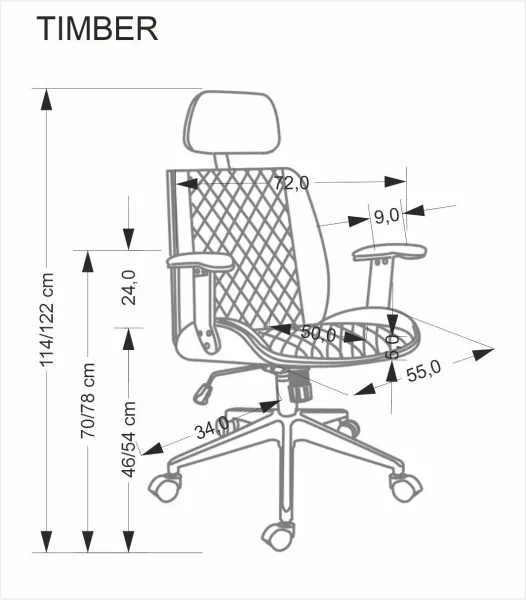 HALMAR Kancelářská židle Timber eko kůže černá/ořech