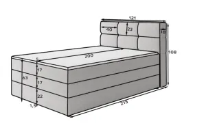 ArtElta Jednolôžková posteľ KASPED Boxspring | 120 x 200 cm Farba: Royal 01