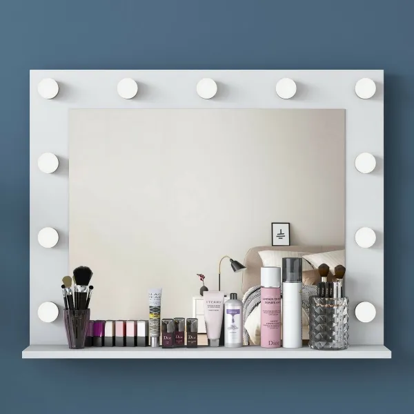 Kalune Design Toaletní stolek Melissa 04 s LED zrcadlem bílý/čirý