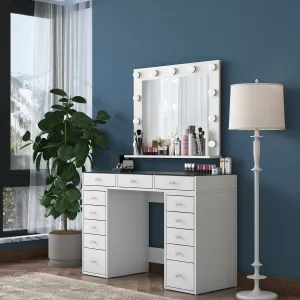 Kalune Design Toaletní stolek Melissa 04 s LED zrcadlem bílý/čirý