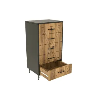 Komoda Planet Anthracite a Oak