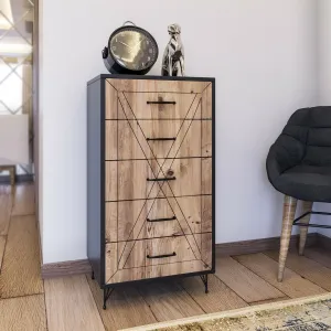 Komoda Planet Anthracite a Oak