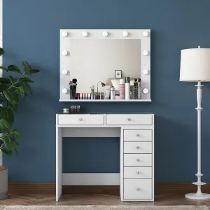 Kalune Design Toaletní stolek Melissa 03 s LED zrcadlem bílý/čirý