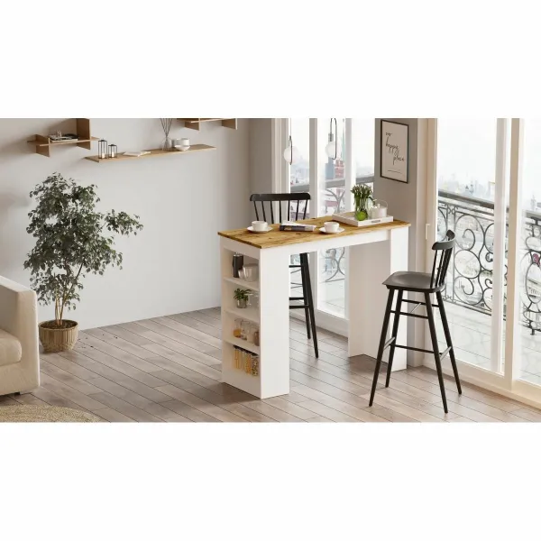 Kalune Design Barový stůl ST1 120 cm borovice Atlantic/bílý