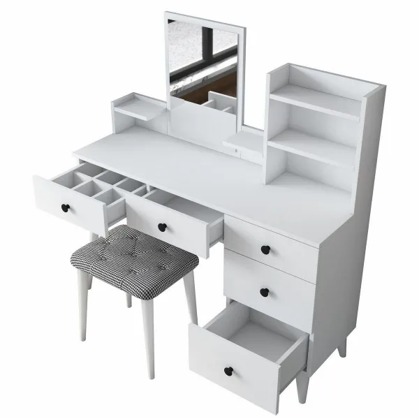 Kalune Design Toaletní stolek Margot 01 se stoličkou bílý