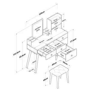 Kalune Design Toaletní stolek Margot 01 se stoličkou bílý