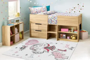 Detský koberec protišmykový BAMBINO 2644 Dievčatko, biely / ružový
