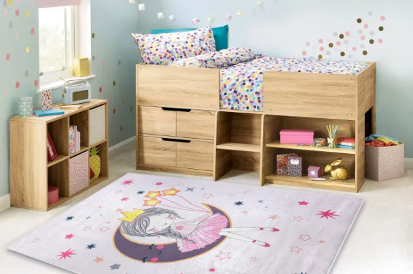 Detský koberec protišmykový BAMBINO 48060 Princezná, ružový