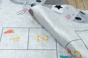 Detský koberec protišmykový BAMBINO 43092 zvieratká, sivý / žltý
