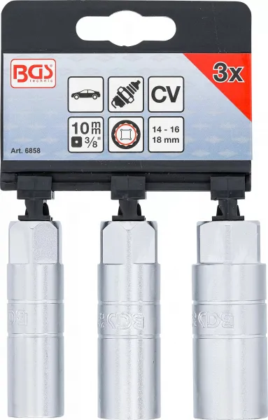 BGS Technics BGS 6858 – sada nástrčných kľúčov na zapaľovacie sviečky, 3 diely