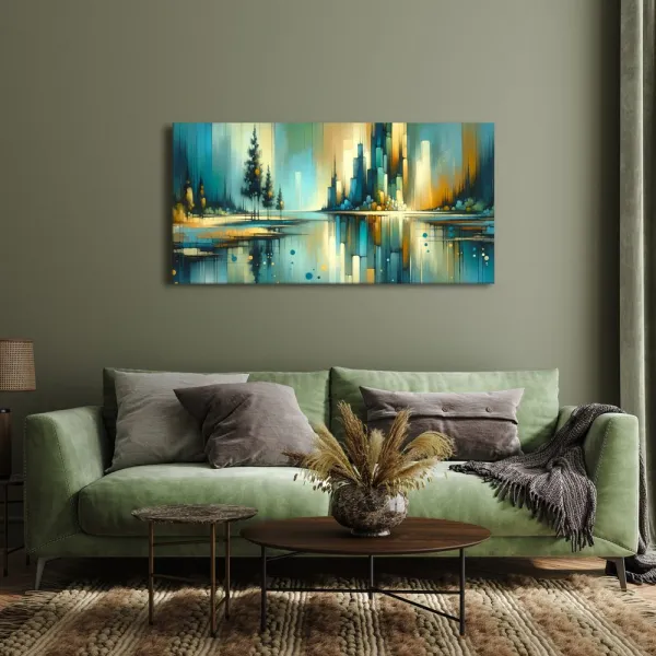 Obraz moderné panoráma s jazerom