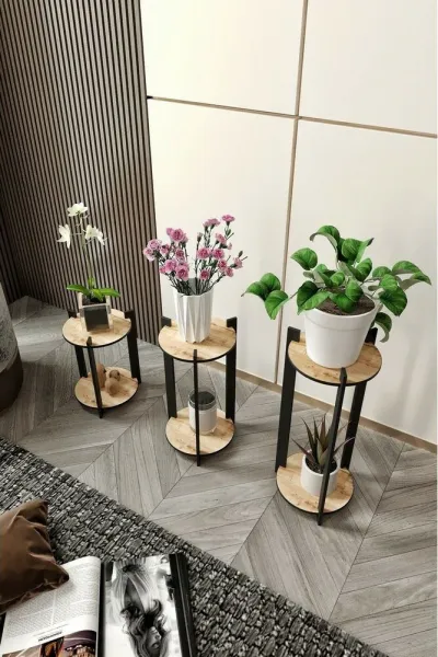 Stojan na kvety Flower Desk Round - Oak