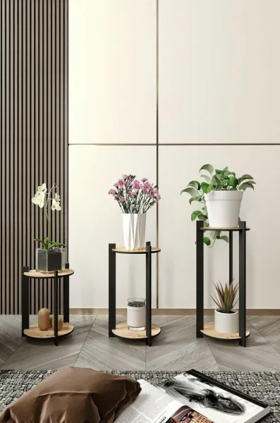 Stojan na kvety Flower Desk Round - Oak