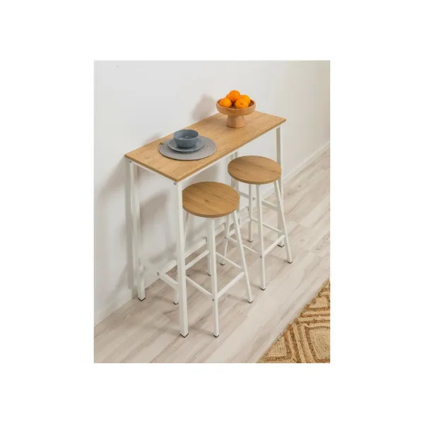 Bar Table & Stool Set (3 Pieces) Mola Set 100 - Karina White