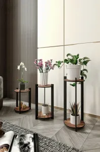 Stojan na kvety Flower Desk Round - Walnut