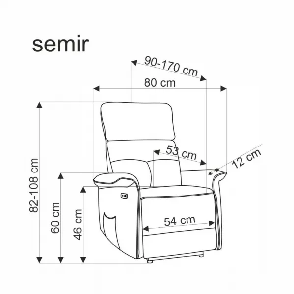 Elektrické polohovacie kreslo s USB SEMIR 2 Halmar