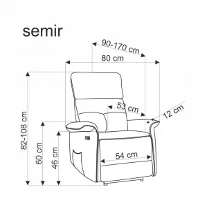 Elektrické polohovacie kreslo s USB SEMIR 2 Halmar