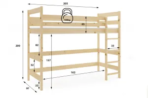 BMS Vyvýšená posteľ ANTRESOLA | borovica 90 x 200 cm