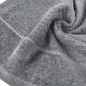 BavlnenáosuškaGLORYvtmavosivejfarbesvelúrovýmokrajomprešitálesklouniťouŠírka:50cm|Dĺžka:90cm
