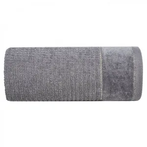 BavlnenáosuškaGLORYvtmavosivejfarbesvelúrovýmokrajomprešitálesklouniťouŠírka:50cm|Dĺžka:90cm