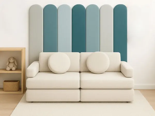 Zaoblený čalúnený panel za stenu VELVET Zvoľte farbu: Žltá, Zvoľte rozmer: 20x60 cm, Uchytenie na stenu: So samolepiacim suchým zipsom