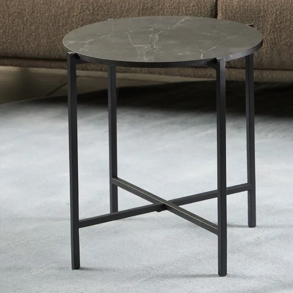 Actona Odkladací stolík Lamoine 40 cm čierny/čierny mramor