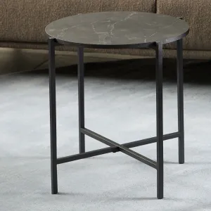 Actona Odkladací stolík Lamoine 40 cm čierny/čierny mramor