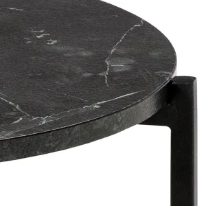Actona Odkladací stolík Lamoine 40 cm čierny/čierny mramor