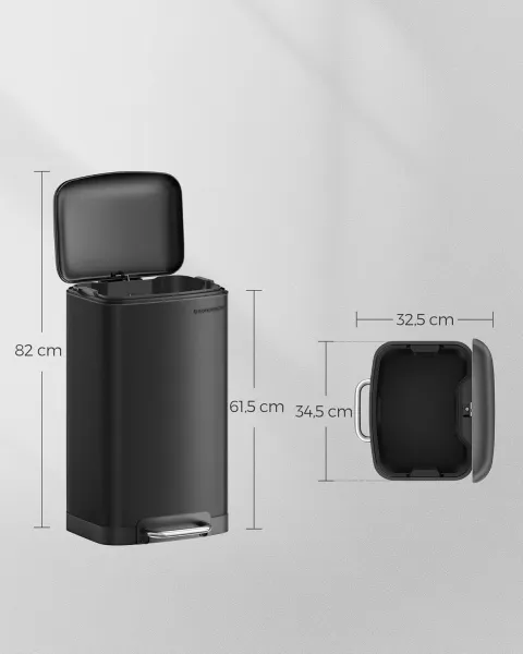SONGMICS Odpadkový kôš s vekom IRIS 30 l čierny II