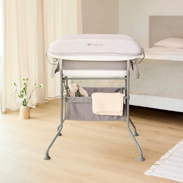 Prebaľovací pultík s vaničkou Kinderkraft Bubbly Grey