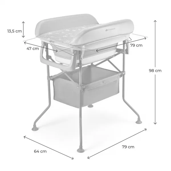 Prebaľovací pultík s vaničkou Kinderkraft Bubbly Grey