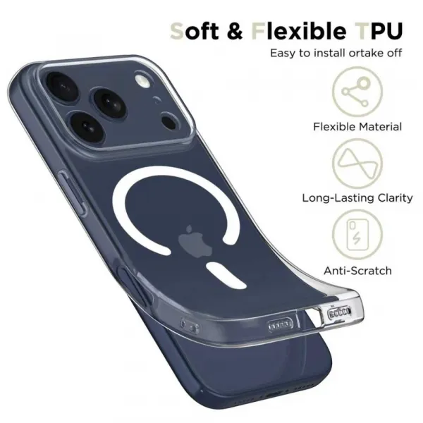 Tech-Protect Flexair MagSafe, iPhone 17 Pro Max, priehľadný