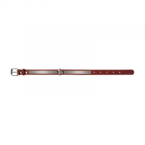Kožený reflexný obojok hnedý, Obvod krku: 48-63 cm, šírka: 35 mm