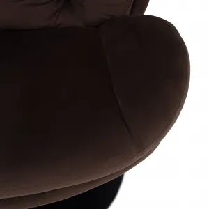 Luxusné otočné kreslo s podnožou, hnedá Velvet látka, ADELMO
