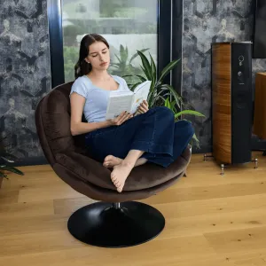 Luxusné otočné kreslo s podnožou, hnedá Velvet látka, ADELMO