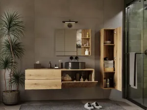 TP Living Závesná skrinka pod umývadlo s doskou TIGO 1D2S 140 cm dub evoke