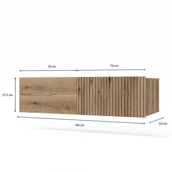 TP Living Závesná skrinka pod umývadlo s doskou TIGO 1D2S 140 cm dub evoke