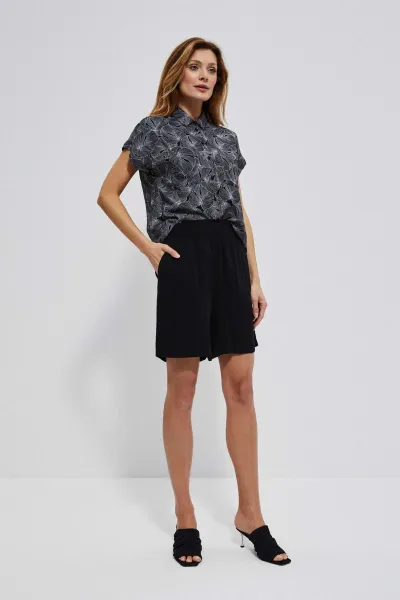 Marisse High-Waisted Viscose Shorts L-Sh-3719 Black